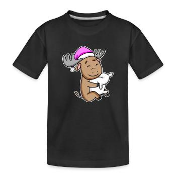 Moose Tired Sleeping Sleeping Girl - Kids' Premium Organic T-Shirt - black - Front
