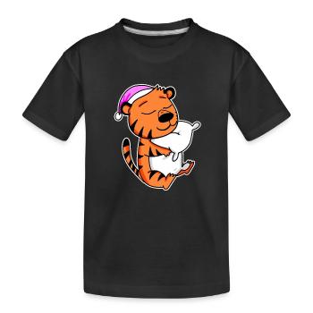 Tiger Tired Sleeping Sleeping Girl - Kids' Premium Organic T-Shirt - black - Front