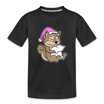 Squirrel Tired Sleeping Sleeping Girl - Kids' Premium Organic T-Shirt - black - Front