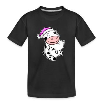 Cow Tired Sleeping Sleeping Girl - Kids' Premium Organic T-Shirt - black - Front