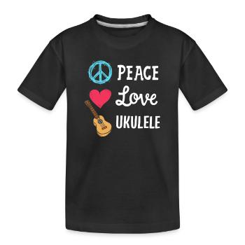 Ukulele Ukulele-Spieler - Kinder Premium Bio T-Shirt - Schwarz - Vorne
