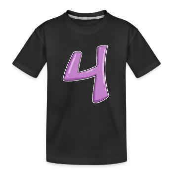 4 - Vier Zahl Nummer - Kinder Premium Bio T-Shirt - Schwarz - Vorne