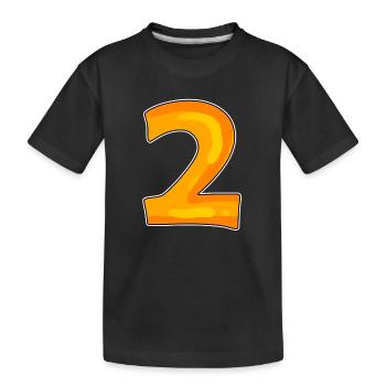 Two - 2 - Number Number - Kids' Premium Organic T-Shirt - black - Front