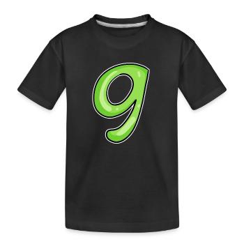 Zahl 9 - Neun - 9 Motiv Grün Hellgrün - Kinder Premium Bio T-Shirt - Schwarz - Vorne