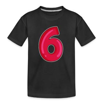 Sechs Zahl 6 Nummer rot - Kinder Premium Bio T-Shirt - Schwarz - Vorne