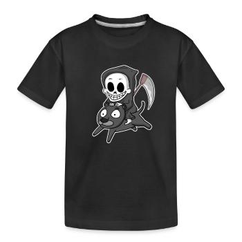 Grim Reaper Motif Wildcat - Kids' Premium Organic T-Shirt - black - Front