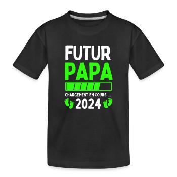 Futur Papa 2024 Papa En Cours - T-shirt bio Premium Enfant - noir - Devant