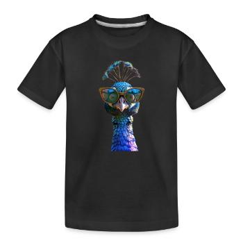 Pfau Blauer Pfau Pfauen Peacock Rad Pfauenrad Pfau - Kinder Premium Bio T-Shirt - Schwarz - Vorne