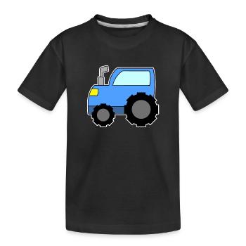 Traktor Blau - Kinder Premium Bio T-Shirt - Schwarz - Vorne