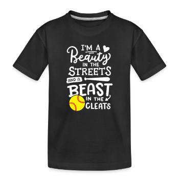 Softball Softball-Spieler - Kinder Premium Bio T-Shirt - Schwarz - Vorne
