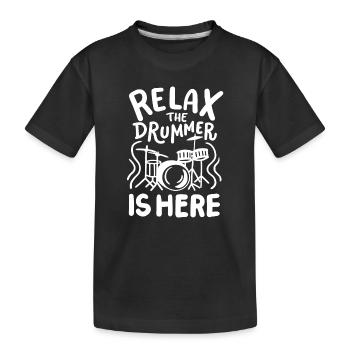 Schlagzeuger Schlagzeug Trommeln - Kinder Premium Bio T-Shirt - Schwarz - Vorne