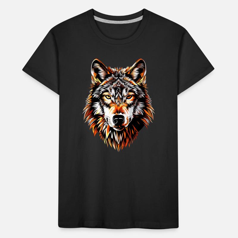 Wolf Motif Wolves Wolf Pack Gray Wolfhound Wolf Kids' Premium Organic T-Shirt