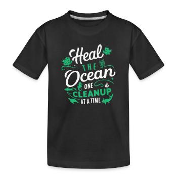 Ozean retten Reinigung Schritt - Kinder Premium Bio T-Shirt - Schwarz - Vorne