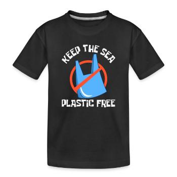 Baignade sur la plage et la mer sans plastique contre la pollution - T-shirt bio Premium Enfant - noir - Devant