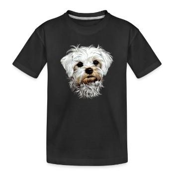 Maltais Petit Chien Maltais Amour Doux Maltais - T-shirt bio Premium Enfant - noir - Devant