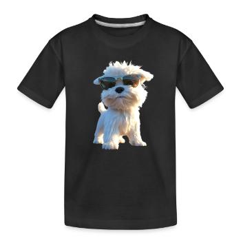 Maltais Petit Chien Maltais Amour Doux Maltais - T-shirt bio Premium Enfant - noir - Devant