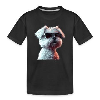 Maltais Petit Chien Maltais Amour Doux Maltais - T-shirt bio Premium Enfant - noir - Devant