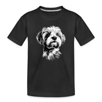 Maltais Petit Chien Maltais Amour Doux Maltais - T-shirt bio Premium Enfant - noir - Devant