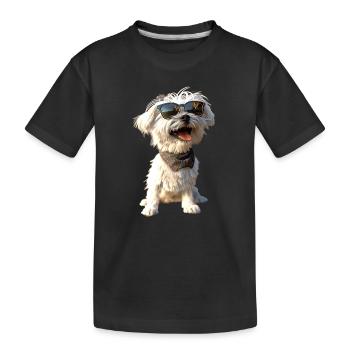 Maltais Petit Chien Maltais Amour Doux Maltais - T-shirt bio Premium Enfant - noir - Devant