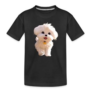 Maltais Petit Chien Maltais Amour Doux Maltais - T-shirt bio Premium Enfant - noir - Devant