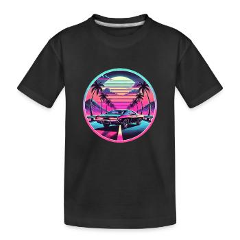 Retro Sunset Muscle Car Fahren - Kinder Premium Bio T-Shirt - Schwarz - Vorne