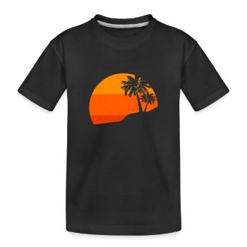 Sunset Palm Trees Retro Tropical Vibes - Kids' Premium Organic T-Shirt - black - Front