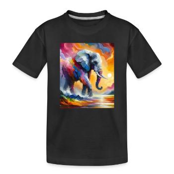 Vibrant Elephant Splash Colorful Sunrise Fantasy - Kids' Premium Organic T-Shirt - black - Front