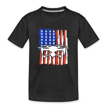 Drohne amerikanische Flagge Quadrocopter Pilot - Kinder Premium Bio T-Shirt - Schwarz - Vorne