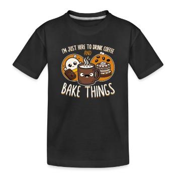 Kaffee und Backen Spruch Illustration - Kinder Premium Bio T-Shirt - Schwarz - Vorne