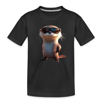 Loutre Loutre de mer Loutre Loutre Martre amour Loutre mignonne - T-shirt bio Premium Enfant - noir - Devant