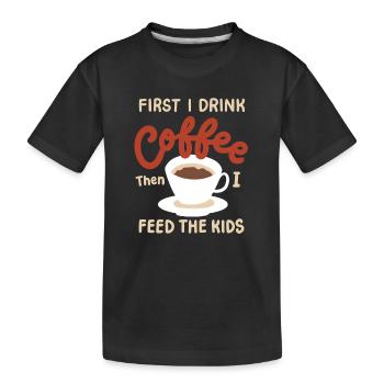 Mittagessen Dame Kaffee - Kinder Premium Bio T-Shirt - Schwarz - Vorne