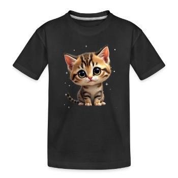 Kätzchen Sternchen Motiv - Kinder Premium Bio T-Shirt - Schwarz - Vorne
