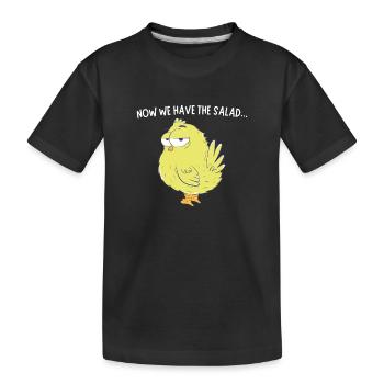 Küken mit Salat Spruch - Kinder Premium Bio T-Shirt - Schwarz - Vorne