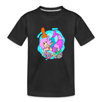 Zahl 1 Nummer Eins - Meerjungfrau Motiv - Kinder Premium Bio T-Shirt - Schwarz - Vorne