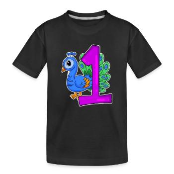 Numéro 1 Numéro Un - Motif Paon Bleu - T-shirt bio Premium Enfant - noir - Devant