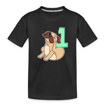 Numéro 1 Numéro Un - Motif de chien carlin - T-shirt bio Premium Enfant - noir - Devant