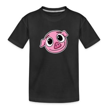 Schwein Kopf - Kinder Premium Bio T-Shirt - Schwarz - Vorne