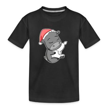 Donkey Cute Tired Sleeping In Christmas - Kids' Premium Organic T-Shirt - black - Front