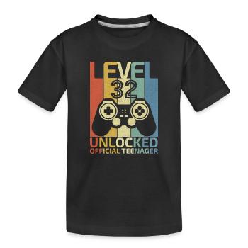 Level 32 Freigeschaltetes Hemd Video Gamer 32. Geburtstag - Kinder Premium Bio T-Shirt - Schwarz - Vorne
