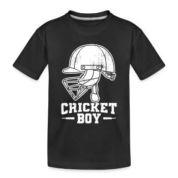 Jungen Cricket - Kinder Premium Bio T-Shirt - Schwarz - Vorne