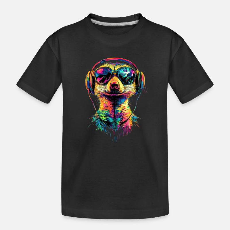 Erdmännchen Sonnenbrille Bunt Süßes Erdmännchen - Kinder Premium Bio T-Shirt - Schwarz