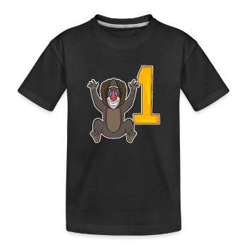 Zahl 1 Nummer Eins - Affe Motiv - Kinder Premium Bio T-Shirt - Schwarz - Vorne