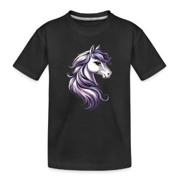 Pony Reitpony Fohlen Reiterin Ponys Reiten Ponyhof - Kinder Premium Bio T-Shirt - Schwarz - Vorne