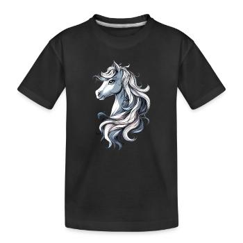 Pony Reitpony Fohlen Reiterin Ponys Reiten Ponyhof - Kinder Premium Bio T-Shirt - Schwarz - Vorne
