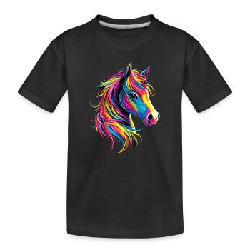 Pony Reitpony Fohlen Reiterin Ponys Reiten Ponyhof - Kinder Premium Bio T-Shirt - Schwarz - Vorne