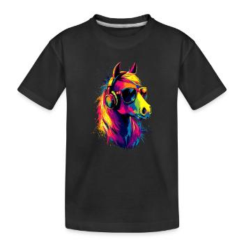 Pony Reitpony Fohlen Reiterin Ponys Reiten Ponyhof - Kinder Premium Bio T-Shirt - Schwarz - Vorne
