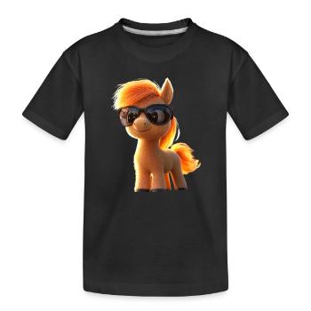 Pony Reitpony Fohlen Reiterin Ponys Reiten Ponyhof - Kinder Premium Bio T-Shirt - Schwarz - Vorne