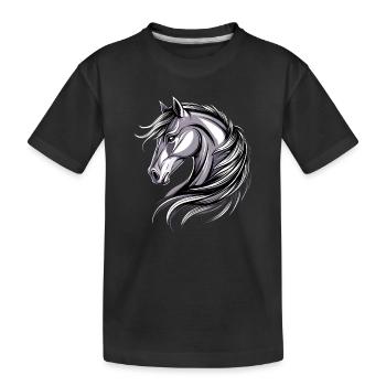 Pony Reitpony Fohlen Reiterin Ponys Reiten Ponyhof - Kinder Premium Bio T-Shirt - Schwarz - Vorne