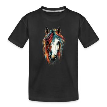 Pony Reitpony Fohlen Reiterin Ponys Reiten Ponyhof - Kinder Premium Bio T-Shirt - Schwarz - Vorne