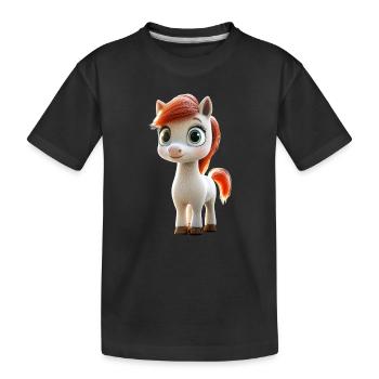 Pony Reitpony Fohlen Reiterin Ponys Reiten Ponyhof - Kinder Premium Bio T-Shirt - Schwarz - Vorne